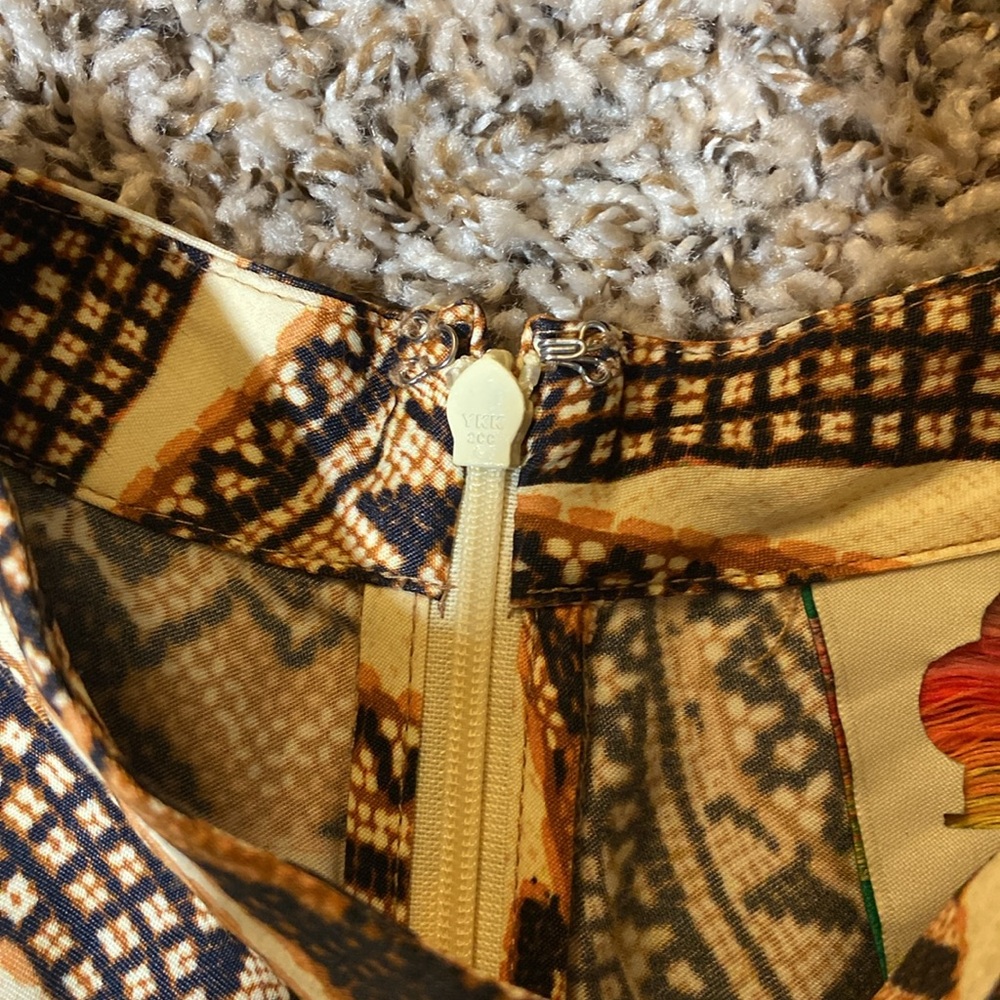 Farm Rio Midi Dress M Bodycon Long Sleeve Tropical Sand Yawanawa Vanahu Size M - Picture 10 of 16